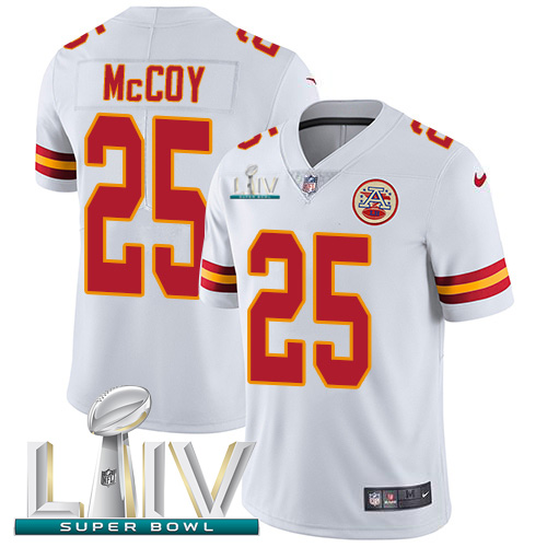 Kansas City Chiefs Nike #25 LeSean McCoy White Super Bowl LIV 2020 Youth Stitched NFL Vapor Untouchable Limited Jersey